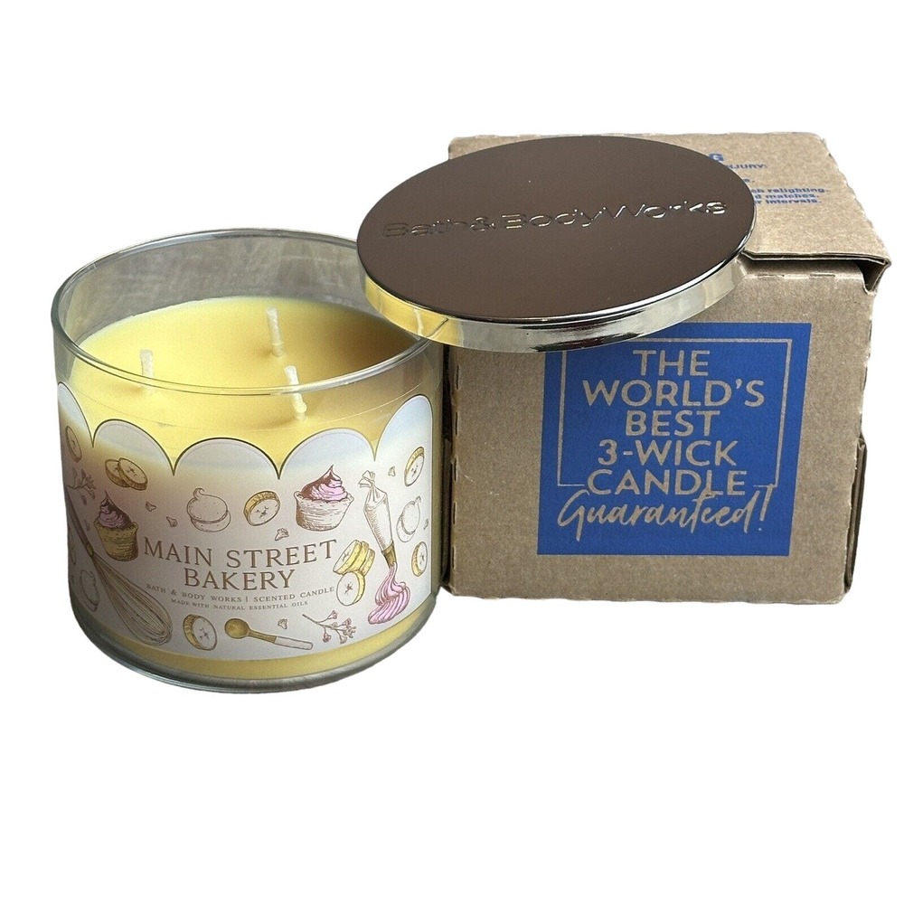 Bath & Body Works Main Street Bakery 3 Wick CANDLE Burns 25-45 Hour Spring 2024